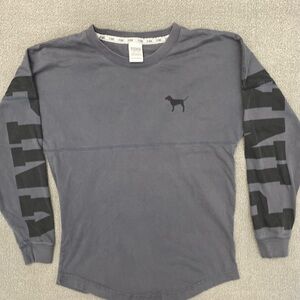 Victoria Secret PINK Women’s XS Gray Long Sleeve Campus Tee-  Vintage Y2K 2000s